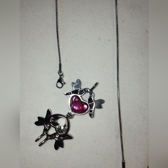 Beautiful Real Dyed Purple Pearl In A Changeable Cage Charm Necklace 18" - Picture 5 of 6